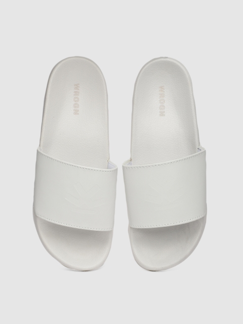 

WROGN Men White Self Design Sliders