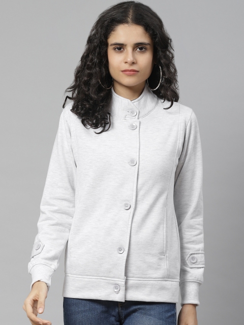 

BREIL BY FORT COLLINS Women Grey Melange Solid Front-Open Sweatshirt