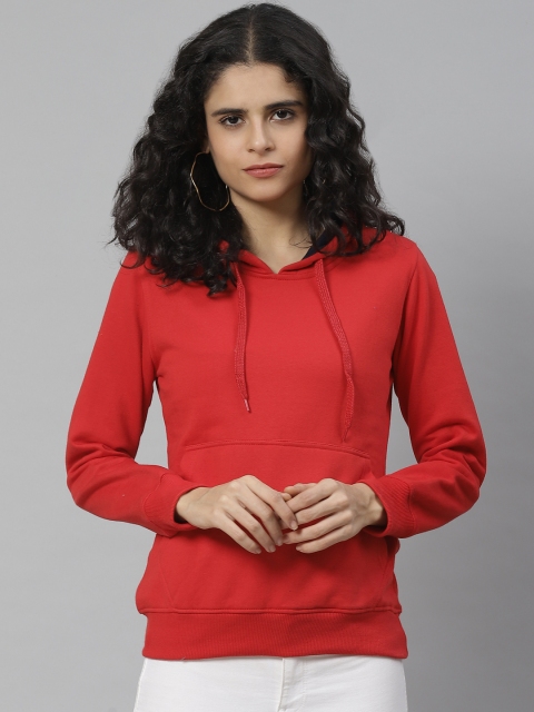 

BREIL BY FORT COLLINS Women Red Solid Hooded Sweatshirt