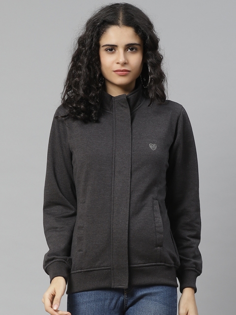 

BREIL BY FORT COLLINS Women Charcoal Grey Solid Front-Open Sweatshirt