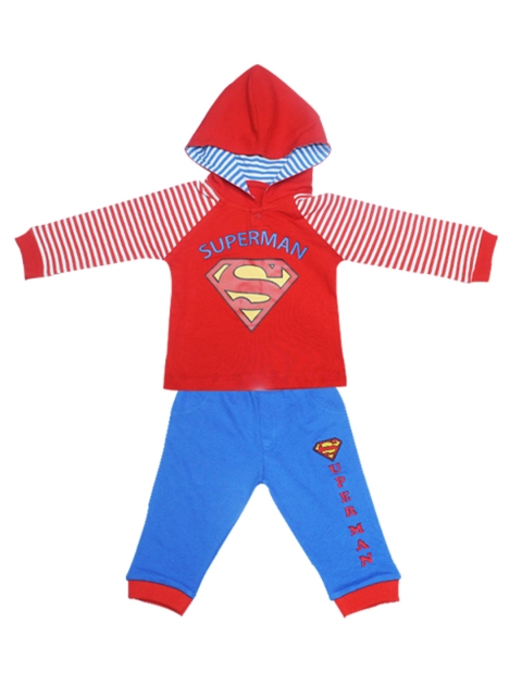 

Moms Love Infant Boys Red & White Superman Print Cotton Clothing Set