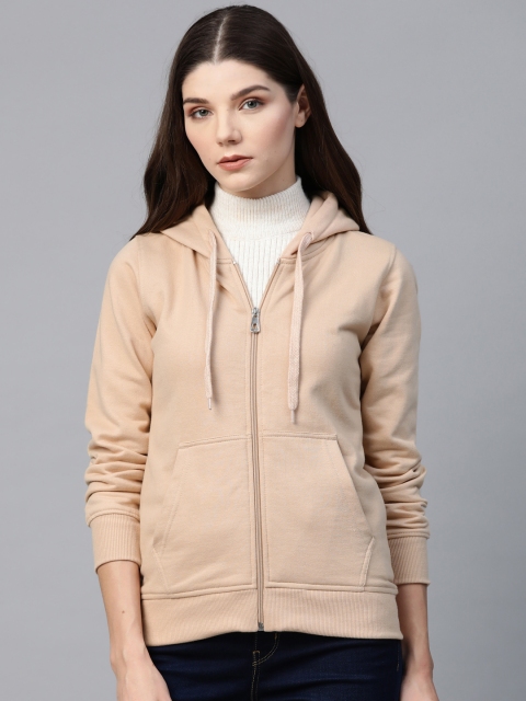 

Fort Collins Women Beige Solid Hooded Sweatshirt