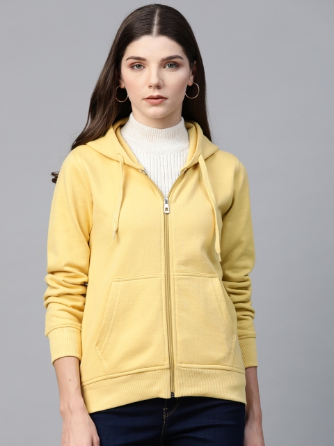 

Fort Collins Women Yellow Solid Hooded Sweatshirt