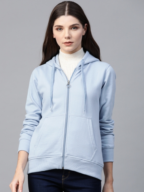 

Fort Collins Women Blue Solid Hooded Sweatshirt