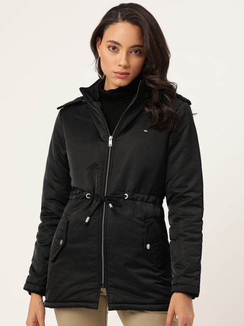 

Okane Women Black Solid Hooded Parka Jacket