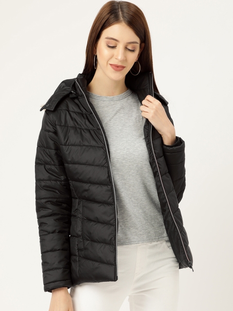 

Okane Women Black Solid Hooded Parka Jacket