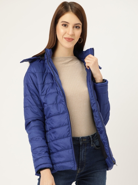 

Okane Women Blue Solid Hooded Parka Jacket