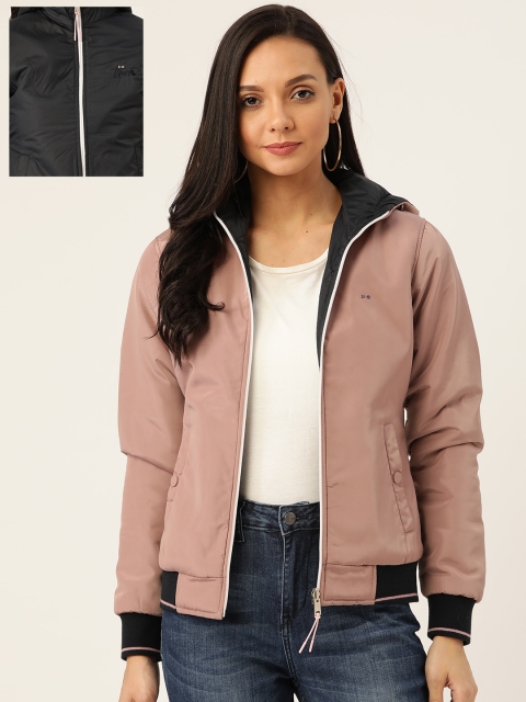 

Okane Women Pink & Black Solid Reversible Bomber