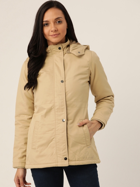 

Okane Women Beige Solid Hooded Tailored Jacket