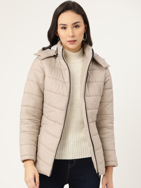 

Okane Women Beige Solid Hooded Parka Jacket