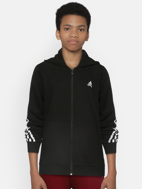 

ADIDAS Boys Black Solid MH 3S FZ Hooded Sweatshirts