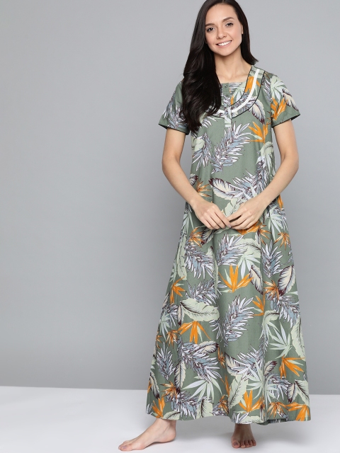 

HERE&NOW Grey & White Printed Nightdress