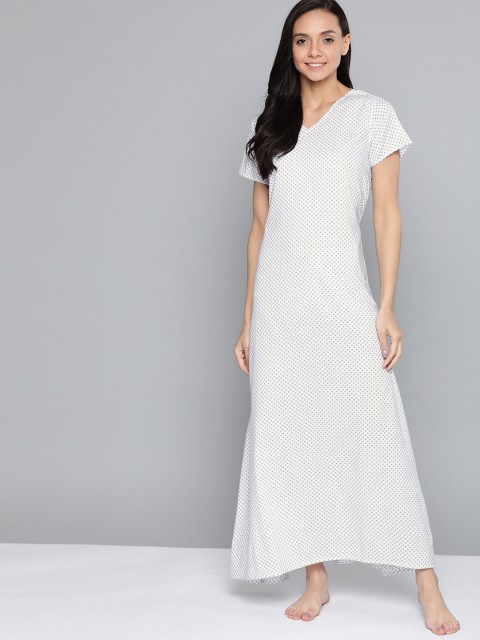 

HERE&NOW White & Grey Printed Nightdress