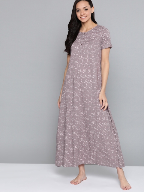 

HERE&NOW Mauve & White Floral Print Nightdress