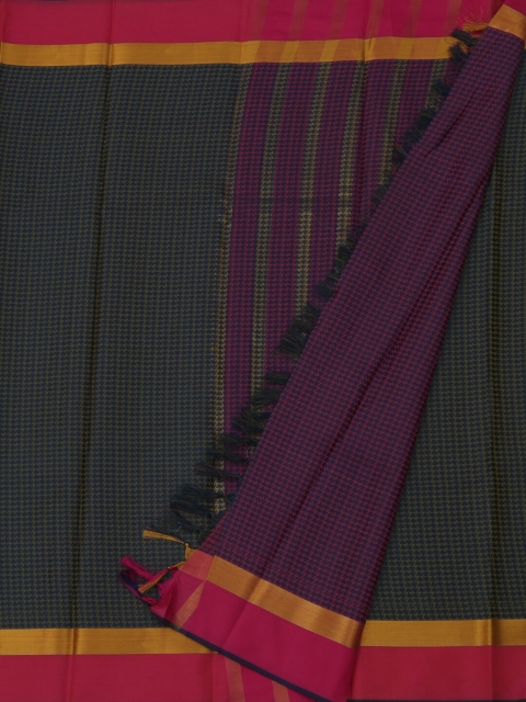 

Pothys Navy Blue & Yellow Cotton Blend Printed Chanderi Saree