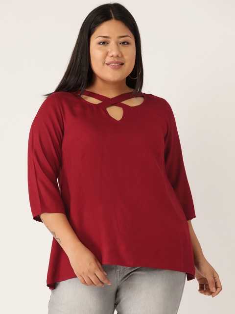 

Revolution Women Plus Size Maroon Solid Top