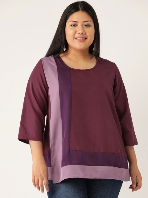 

Revolution Women Burgundy & Purple Plus Size Colourblocked Top with Layered Detail