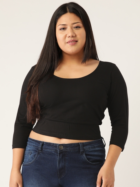 

Revolution Plus Size Black Crop Fitted Top