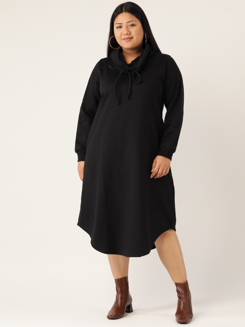 

Revolution Women Plus Size Black Solid Sweatshirt Dress