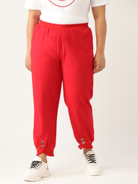

Revolution Women Plus Size Red Solid Joggers