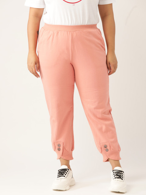 

Revolution Women Plus Size Peach-Coloured Solid Joggers