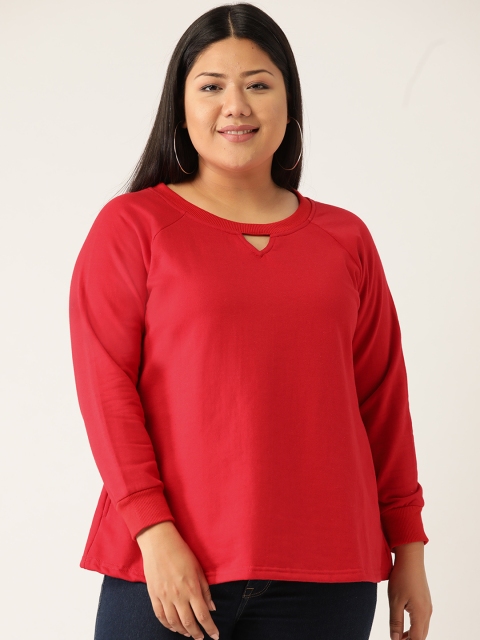 

Revolution Women Plus Size Red Solid Sweatshirt