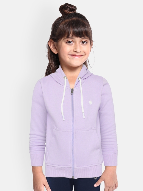 

White Snow Girls Lavender Solid Hooded Sweatshirt