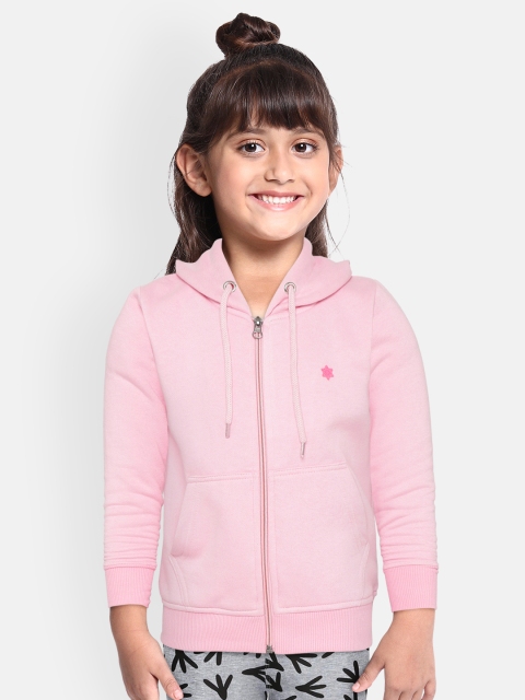 

White Snow Girls Pink Solid Hooded Sweatshirt