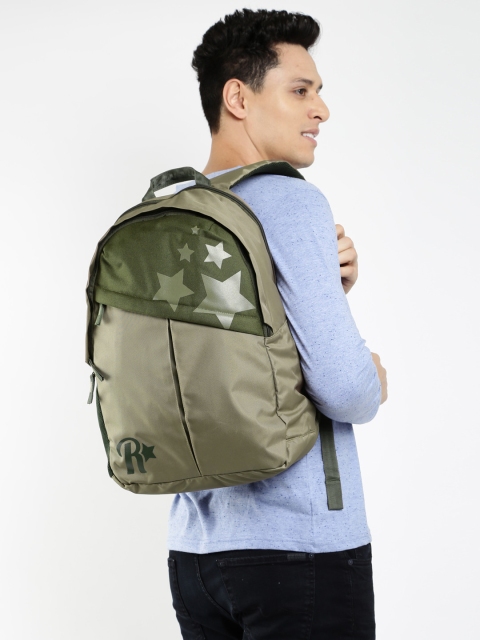 

Roadster Unisex Olive Green & Khaki Star Rider Printed Backpack