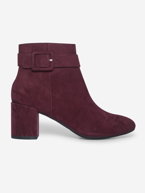 

DOROTHY PERKINS Women Burgundy Solid Mid-Top Heeled Boots
