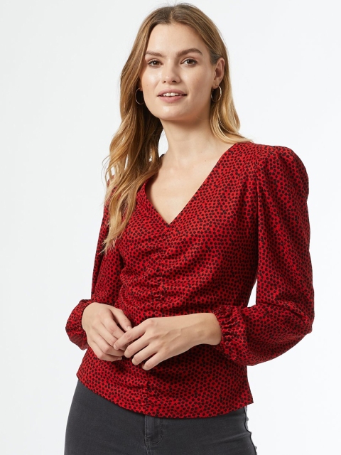 

DOROTHY PERKINS Women Red & Black Printed Top