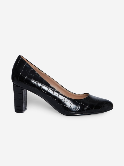 

DOROTHY PERKINS Women Black Croc-Textured Pumps