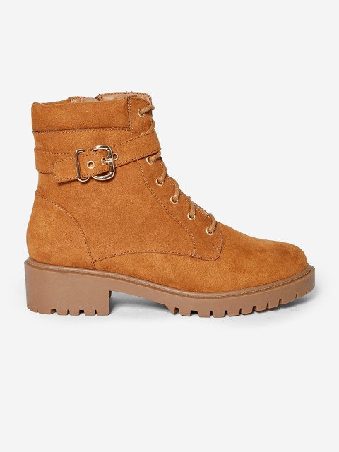 

DOROTHY PERKINS Women Tan Brown Solid Mid-Top Flat Boots