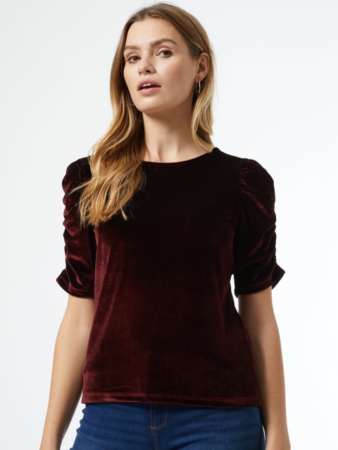 

DOROTHY PERKINS Women Burgundy Solid Top With Velvet Finish