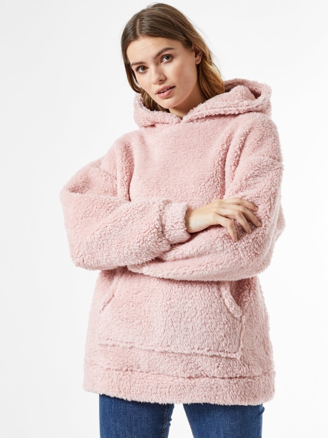 

DOROTHY PERKINS Women Pink Faux Fur Hooded Sweatshirt
