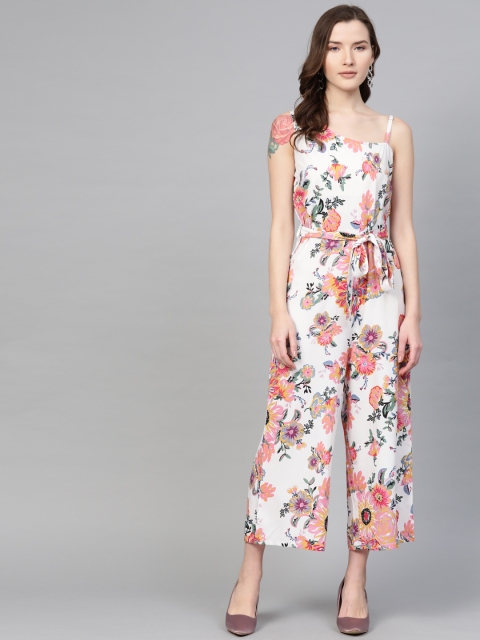 

SIRIKIT Women White & Pink Printed Culotte Jumpsuit