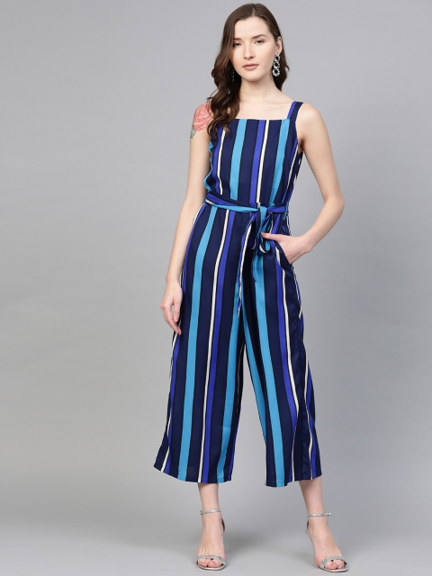 

SIRIKIT Women Navy Blue & White Striped Culotte Jumpsuit