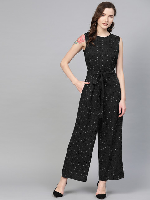 

SIRIKIT Women Black & White Printed Basic Jumpsuit