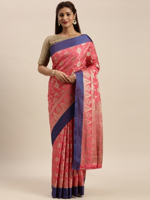 

SANGAM PRINTS Pink Pure Silk Woven Design Baluchari Saree