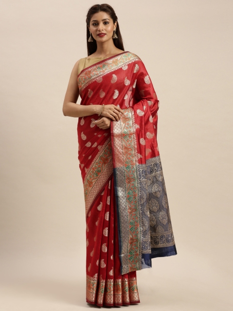 

SANGAM PRINTS Red & Golden Pure Silk Woven Design Banarasi Saree