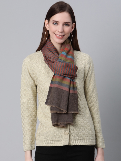 

Cayman Women Red & Blue Woolen Striped Shawl