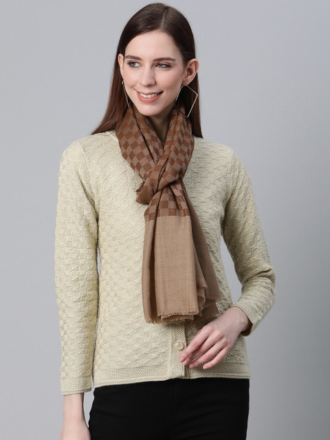 

Cayman Women Brown Woolen Checked Shawl