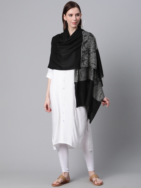 

Cayman Women Black & Grey Woolen Woven Design Shawl