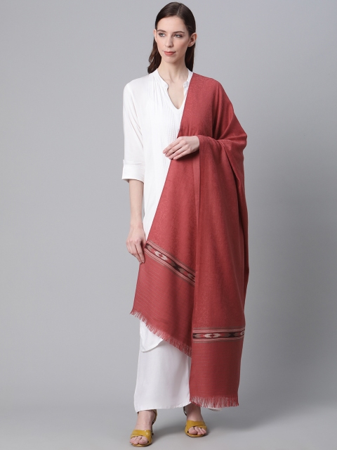 

Cayman Women Pink Woolen Woven Design Shawl
