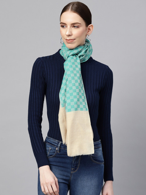 

Cayman Women Turquoise Blue & Off-White Checked Stole