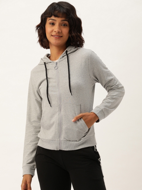 

Slumber Jill Women Grey Melange Solid Hooded Sweatshirt