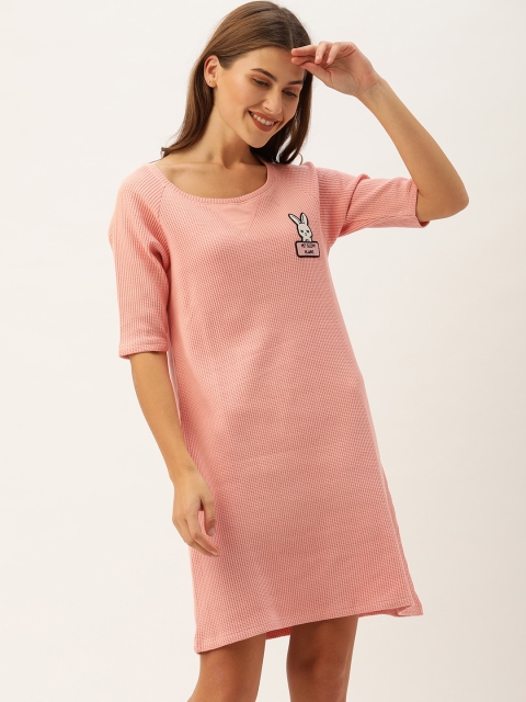 

Slumber Jill Women Pink Solid Sleep Shirt, Peach