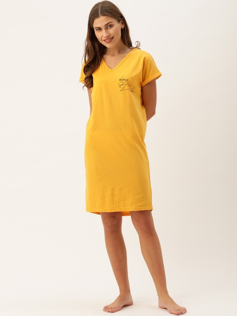 

Slumber Jill Women Yellow Solid Nightdress