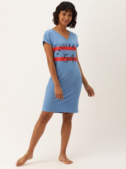 

Slumber Jill Women Blue Printed Nightdress