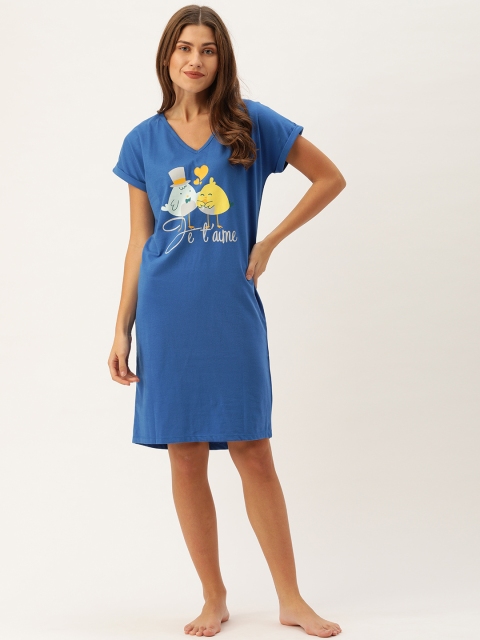 

Slumber Jill Women Blue Printed Nightdress